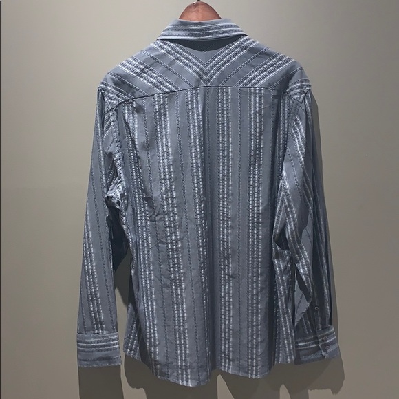 Mac & Jac Grey Two-Tone Stripe Long Sleeve Button Down Dress Shirt - Picture 3 of 3